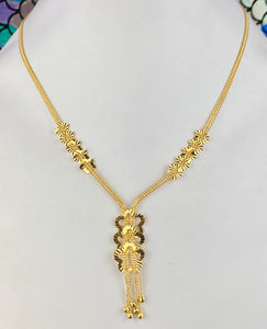 22k Chain Solid Gold Ladies Dual Curb Floral Design with Earrings C0441 - Royal Dubai Jewellers