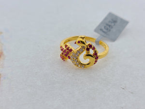 22K Solid Gold Multicolored Peacock Ring R8836 - Royal Dubai Jewellers