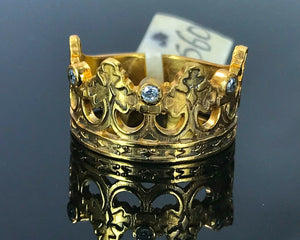 22k Ring Solid Gold ELEGANT Charm Ladies Crown Band SIZE 7 "RESIZABLE" r2560mon - Royal Dubai Jewellers