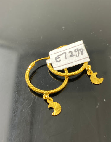 22K Solid Gold Designer Hoops E7298z - Royal Dubai Jewellers