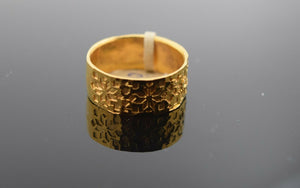 22k Ring Solid Gold Ring Ladies Jewelry Plain Band With Snow Flake Insert R3093 - Royal Dubai Jewellers