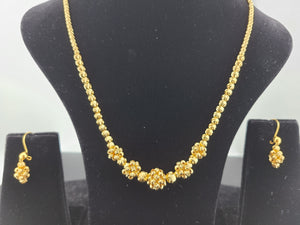 22K Solid Gold Cluster Beads Necklace Set LS 1307 - Royal Dubai Jewellers