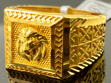 22K Solid Gold Lion Ring R6048 TR - Royal Dubai Jewellers