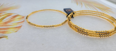 22k Solid Gold Simple Minimalist Bangle with Stone fdbg063 - Royal Dubai Jewellers