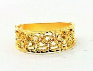 22k RIng Solid Gold Elegant Diamond Cut Geometric Design Ladies Ring R2065 mon - Royal Dubai Jewellers