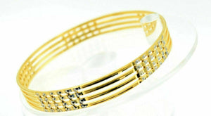 CUSTOM Handmade 22K SOLID GOLD BRACELET Cuff White Diamond Cut Wide BANGLE - Royal Dubai Jewellers