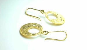 22k Solid Gold ELEGANT ROUND HOOK EARRINGS DANGLING Hanging Classic Design mf - Royal Dubai Jewellers