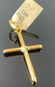 22k Pendant Solid Gold Elegant Simple Cross High Polished Glossy Design P444 - Royal Dubai Jewellers
