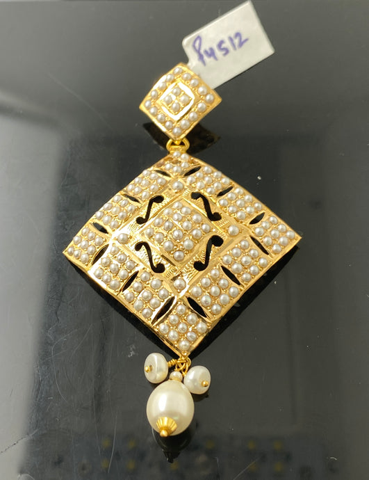 22K Solid Gold Filigree Pendant With Pearls P4512 - Royal Dubai Jewellers