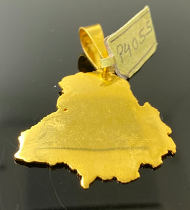 22k Solid Gold Custom Made Punjab Map Pendant P4055 - Royal Dubai Jewellers