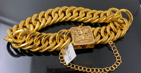 21K Solid Gold Curb Bracelet B7578 - Royal Dubai Jewellers