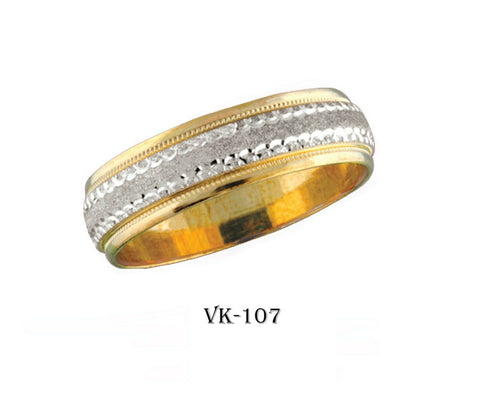 18k Solid Gold Elegant Ladies Modern Sandstone Finish Flat Band 6MM Ring VK107v - Royal Dubai Jewellers