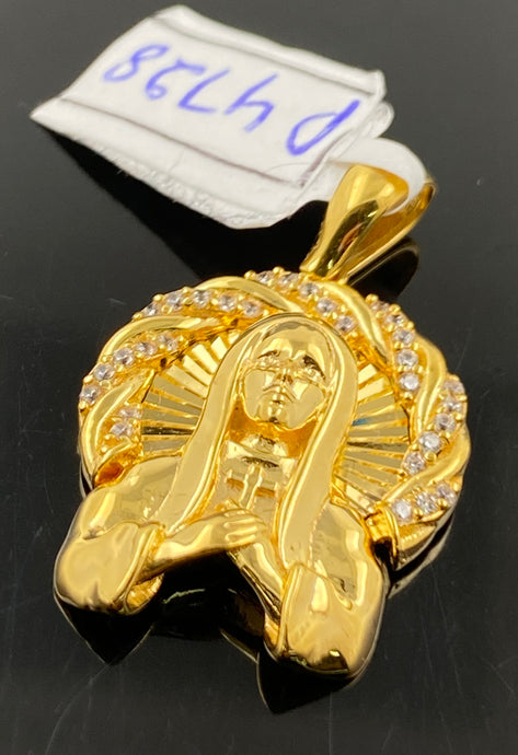 22K Solid Gold Mother Mary Pendant P4728 - Royal Dubai Jewellers