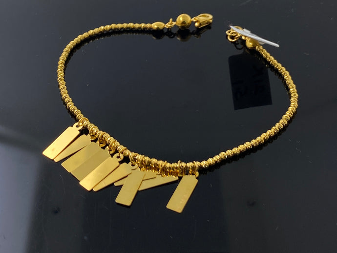 21K Solid Gold Bracelet With Beads And Bars B8318 - Royal Dubai Jewellers