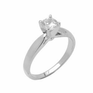 14k Solid Gold Elegant Ladies Modern Reverse Tapered Round Solitaire Ring D2102v - Royal Dubai Jewellers