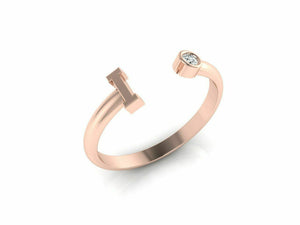 18k Solid Rose Gold Ladies Jewelry Modern Band with Letter I Design CGR46R - Royal Dubai Jewellers