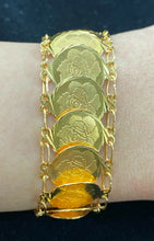 22k Bracelet Solid Gold Ladies Jewelry Classic Coin With Floral Design B9997 - Royal Dubai Jewellers