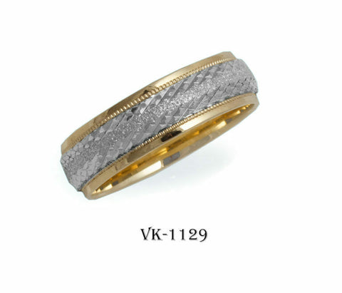 14k Solid Gold Elegant Ladies Modern Machine Finished Flat Band 6mm Ring VK1129v - Royal Dubai Jewellers