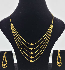 22K Solid Gold Designer 5 layers Necklace Set LS1454 - Royal Dubai Jewellers