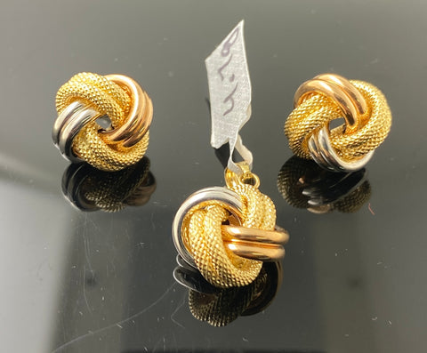 18K solid Gold Ladies Designer Modern Rhodium Pendant Set P4606 - Royal Dubai Jewellers