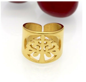 Solid Gold Ring Ladies Elegant Evergreen Tree Design SM7 - Royal Dubai Jewellers