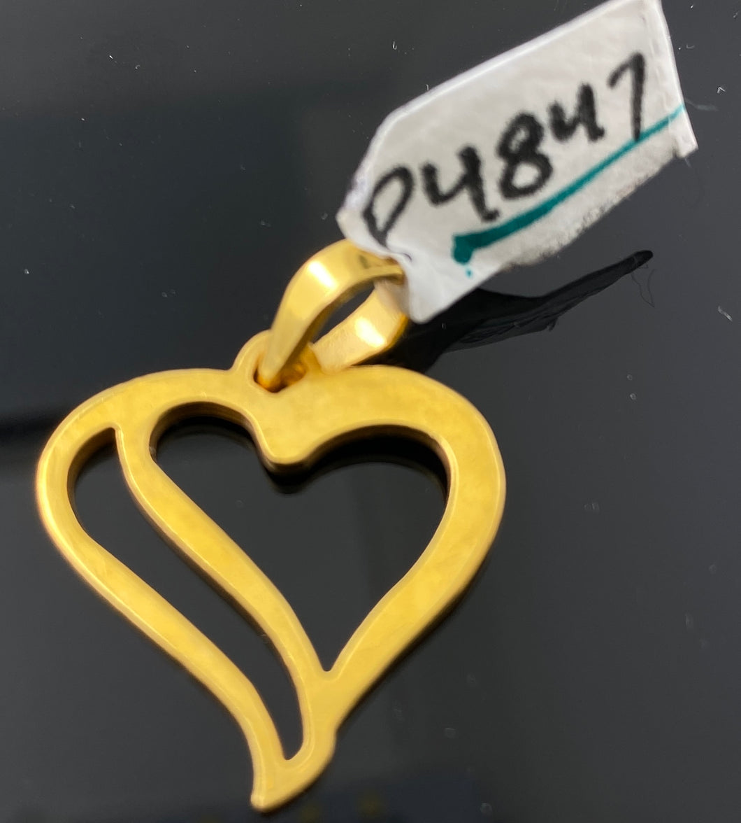22K Solid Gold Heart Pendant P4847 - Royal Dubai Jewellers