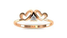 18k Ring Solid Rose Gold Ladies Jewelry Elegant Simple Double Heart Band CGR78R - Royal Dubai Jewellers