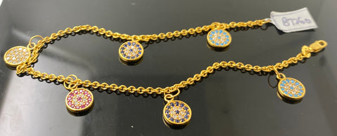 21k Solid Gold Simple Ladies Designer Charms Anklet b7260 - Royal Dubai Jewellers