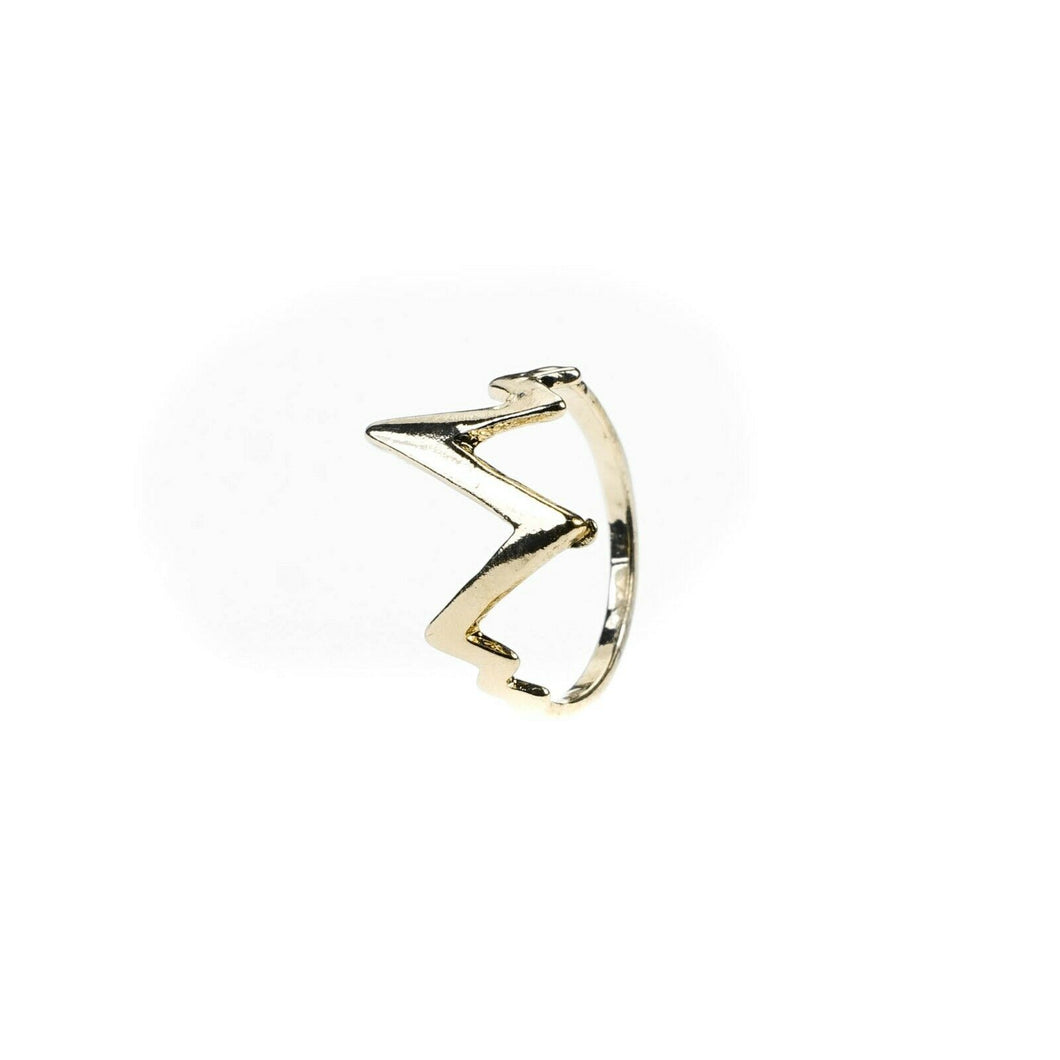 Solid Yellow Gold Simple Wavy Line Ring Modern Ladies Design SM74 - Royal Dubai Jewellers