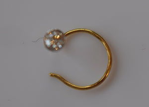 Authentic 18K Yellow Gold Nose Ring Round-Cut-Diamond VS2 n115 - Royal Dubai Jewellers