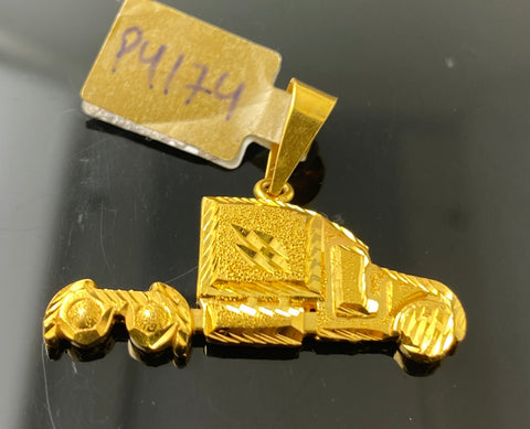 22K Solid Gold Men Truck Pendant P4174 - Royal Dubai Jewellers