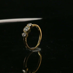 22k Ring Solid Gold ELEGANT Charm Triple Stone Band SIZE 6.5 "RESIZABLE" r2303 - Royal Dubai Jewellers