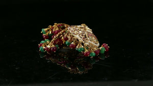 22k Pendant Set Solid Gold ELEGANT Classic Filigree Stone Jadau Pendant p3085 - Royal Dubai Jewellers