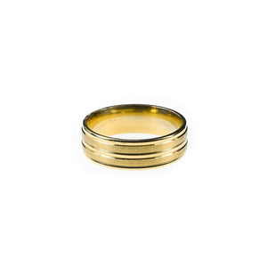 Solid Yellow Gold Simple Double Channel Ring Modern Ladies Design SM70 - Royal Dubai Jewellers