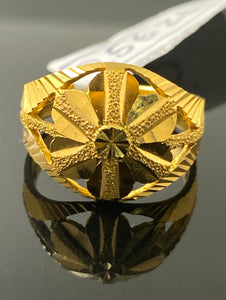 22k Solid Gold Simple Ladies Floral Ring r5621 - Royal Dubai Jewellers