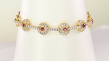 22k Bracelet Solid Gold Simple Charm Stone Encrusted With Ruby Design b4076 - Royal Dubai Jewellers