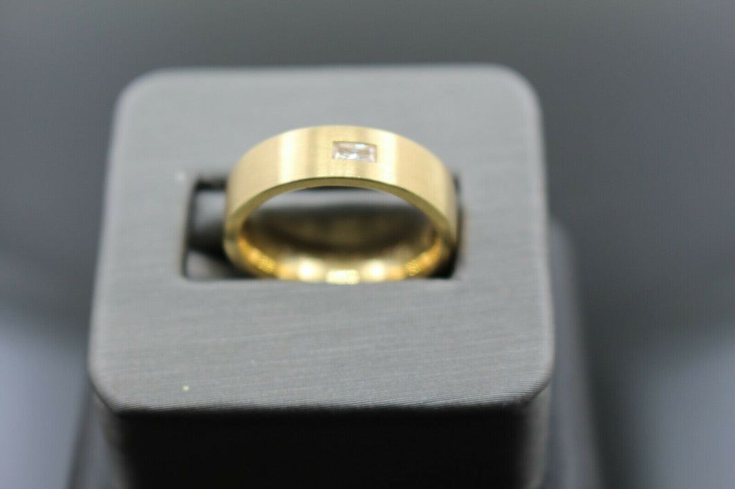 18k Solid Gold Elegant Ladies Modern Zirconia Shiny Finish Band Ring R9433m - Royal Dubai Jewellers