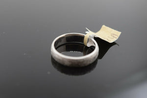 18k Ring Solid Gold Ring Simple White Gold Plain Curve Band SandBlast R1841 - Royal Dubai Jewellers