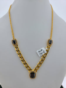 21K Solid Gold Designer Zircon Chain C4969 - Royal Dubai Jewellers