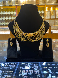 21k Solid Gold Elegant Multi Loop Necklace Set c0499zz - Royal Dubai Jewellers