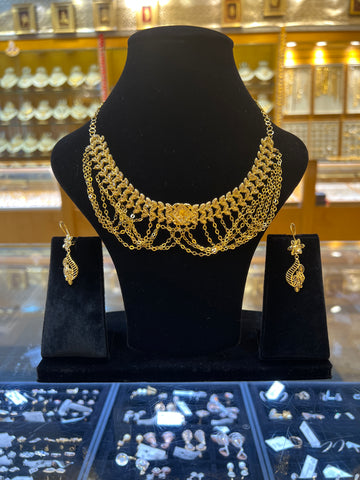 21k Solid Gold Elegant Multi Loop Necklace Set c0499zz - Royal Dubai Jewellers