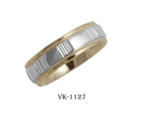 18k Solid Gold Elegant Ladies Modern Matte Finished Flat Band 6mm Ring VK1127v - Royal Dubai Jewellers