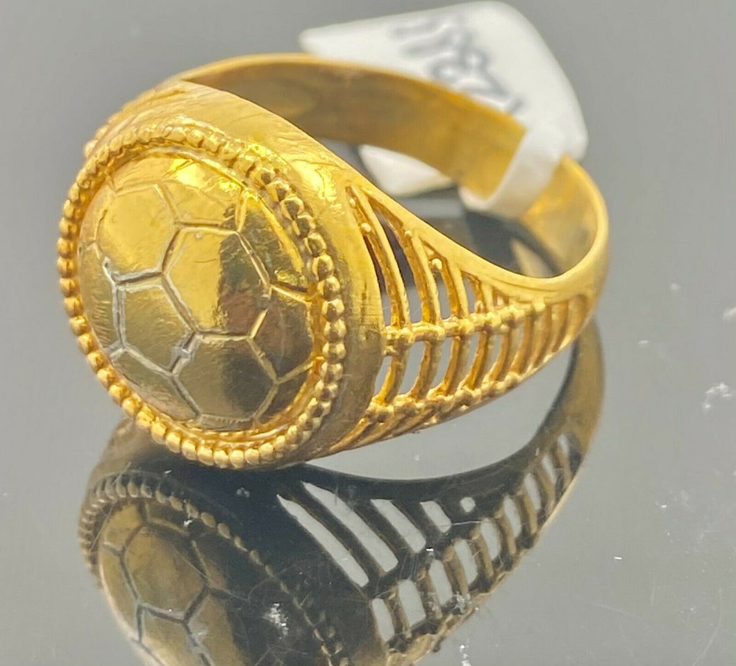 22k Ring Solid Gold ELEGANT Charm Mens Soccer Band SIZE 10.75 