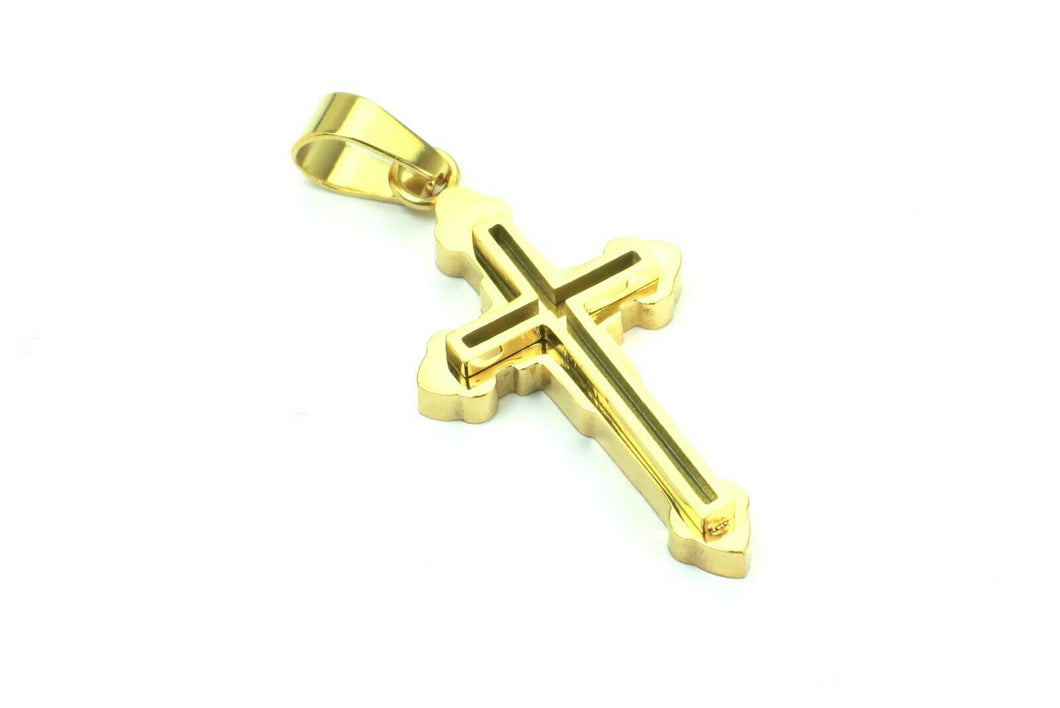 Solid Gold 3D Cross Crucifix Pendant with High Polished Finished SP37 - Royal Dubai Jewellers