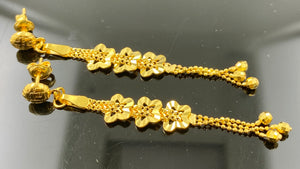 22k Chain Solid Gold Ladies Dual Curb Floral Design with Earrings C0441 - Royal Dubai Jewellers