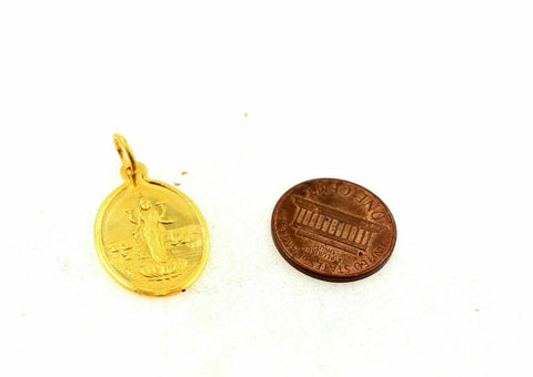 22k Solid Gold two sided LAKSHMI OM Pendant locket p866 - Royal Dubai Jewellers