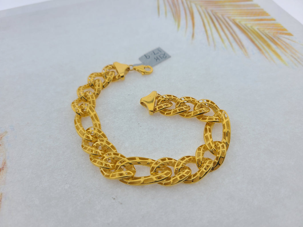 21K Solid Gold Hollow Linked Bracelet B9350 - Royal Dubai Jewellers