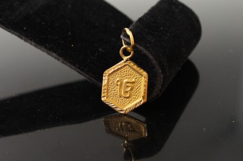 22k 22ct Solid GOLD SIKHI RELIGIOUS ONKAR PENDANT Design p1040 ns - Royal Dubai Jewellers