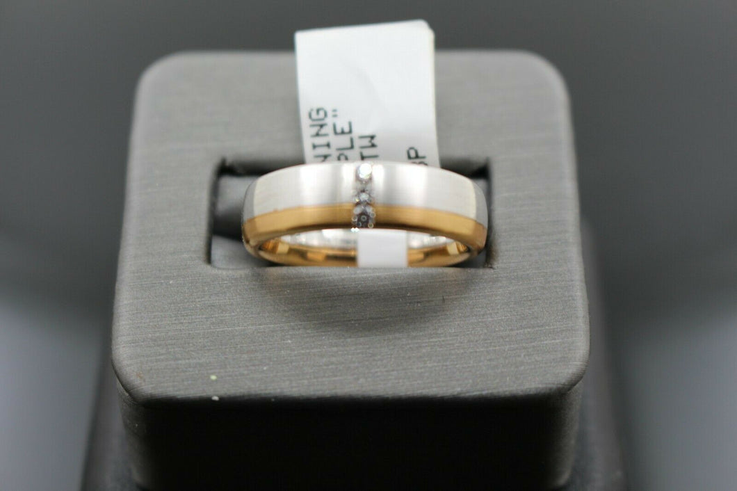 18k Solid Gold Elegant Ladies Modern Zirconia Shiny Finish Band Ring R9441m - Royal Dubai Jewellers