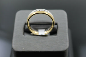 18k Solid Gold Elegant Ladies Modern Zirconia Shiny Finish Band Ring R9460m - Royal Dubai Jewellers
